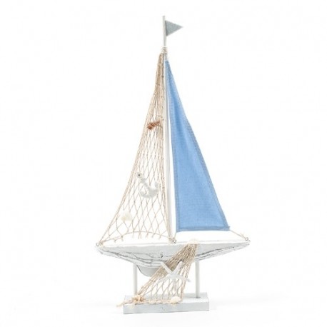 VELIERO IN LEGNO CON CONCHIGLIE 30X6XH.5