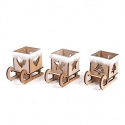 SLITTA PORTACANDELA IN LEGNO E