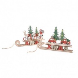 SLITTA NATALIZIA IN LEGNO CON LUCI 30X6X