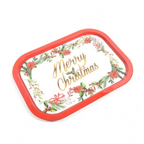 VASSOIO IN LATTA MERRY CHRISTMAS 40X28X1
