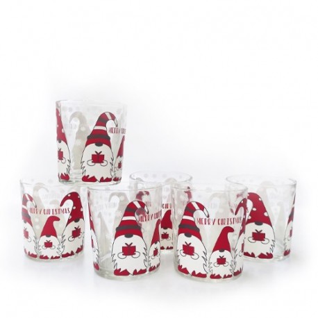 SET 6 BICCHIERI NATALIZIO IN VETRO D.CM8