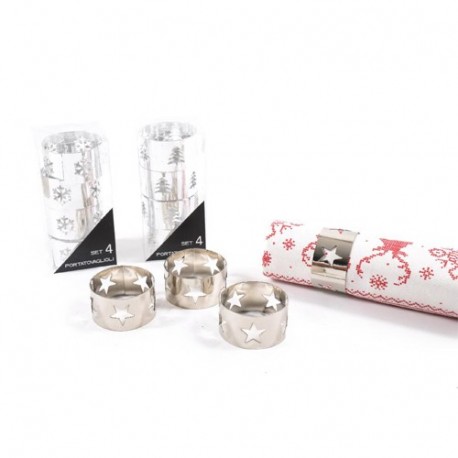 SET 4 PORTATOVAGLIOLI METALLO ARGENTO 2.