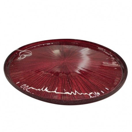 VASSOIO TONDO IN VETRO D.28XH2 ROSSO  -