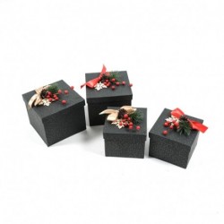 SET 2 SCATOLE QUADRATE C/DECORAZIONE 16X