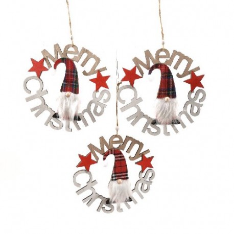 DIETROPORTA DI NATALE 'TARTAN' IN LEGNO