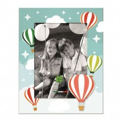 CORNICE STAMPATA +TAG IN LEGNO "MONGOLFI