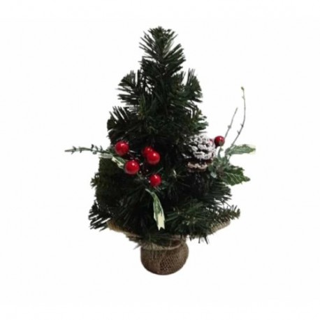 ALBERO NATALE H.30CM. B.JUTA C/BACCHE RO