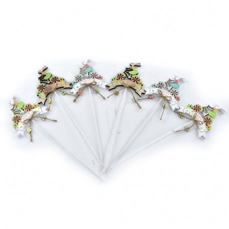 CONIGLIO LEGNO PICK 8,5CM/6PZ NATURALE/B