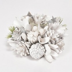 PORTA CANDELE CON DECOR.BIANCO  - DS