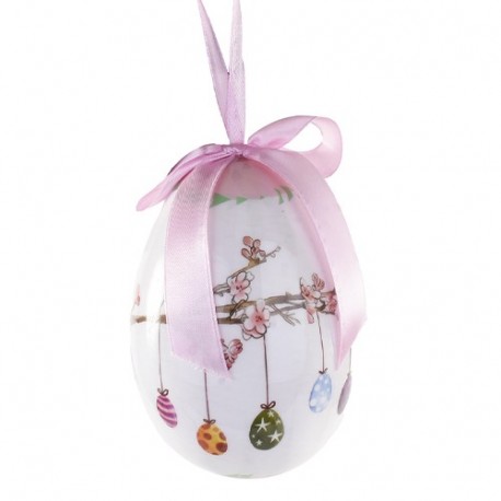 UOVO 12CM CON FIOCCO ROSA  - DS 28359B