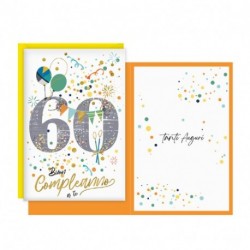 BIGLIETTO COMPLEANNO 60 ANNI CORIANDOLI