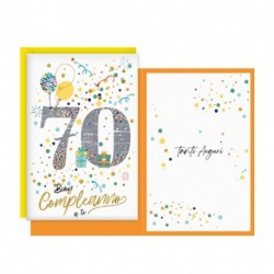 BIGLIETTO COMPLEANNO 70 ANNI CORIANDOLI