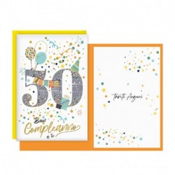 BIGLIETTO COMPLEANNO 50 ANNI CORIANDOLI