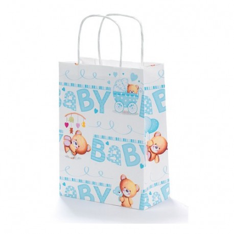 SHOPPER  16X7X21.5CM BABY AZZURRO