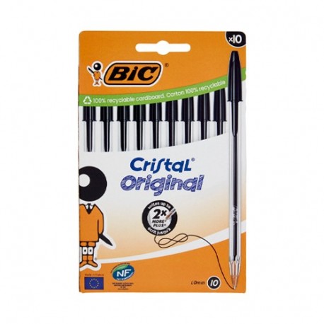 PENNE CRISTAL NERO P/M BIC POUCH 10PZ