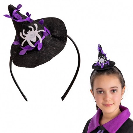 CAPPELLINO STREGA NERO CON RAGNO H.CM.9