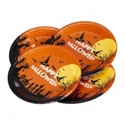 6 PIATTI IN CARTA HALLOWEEN ARANCIONI DI