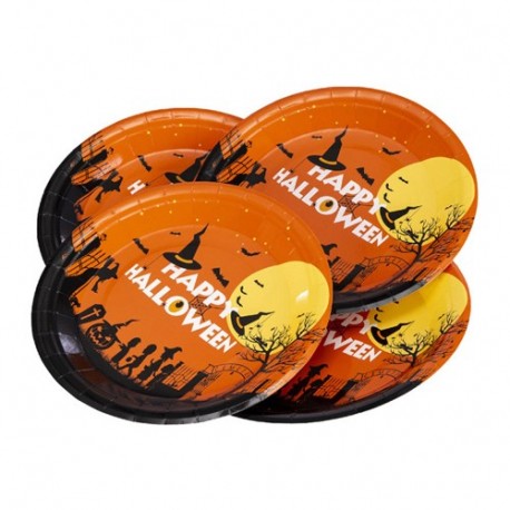 6 PIATTI IN CARTA HALLOWEEN ARANCIONI DI