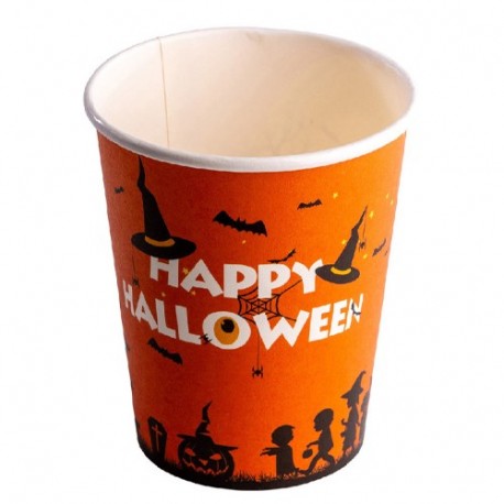 6 BICCHIERI IN CARTA HALLOWEEN ARANCIONI