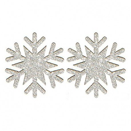 GLITTER WOOD SNOWFLAKES (12 PCS) ØMM20 O
