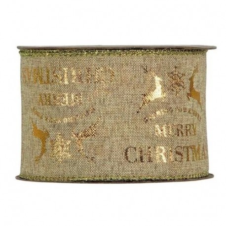 NASTRO MERRY CHRISTMAS W/DEERS MM63X10MT