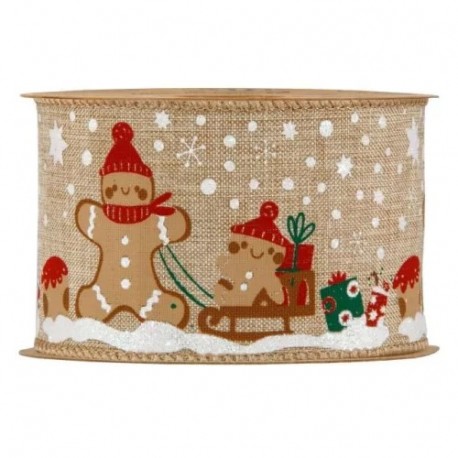 NASTRO GINGERBREAD MAN & SNOW MM63X10MT
