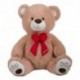 ORSO SEDUTO BEIGE H55CM C/FIOCCO ROSSO