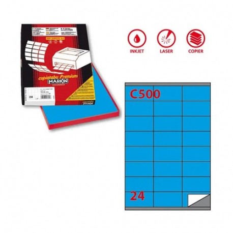 ETICHETTA ADESIVA C500BL BLU A4 70X36