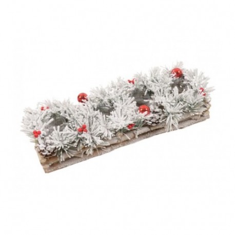 PORTACANDELA 4 FUOCHI IN LEGNO 45X15X12C