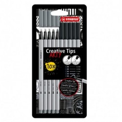 PENNARELLI 10PZ.VARIE PUNTE ASS NERO