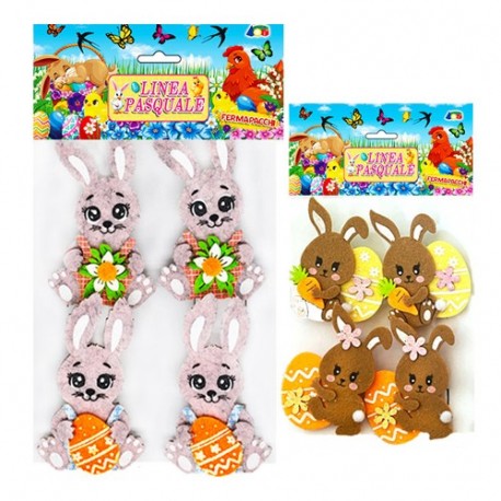 BUSTA C/ 4 CONIGLIETTI FELTRO C/CLIP, AS