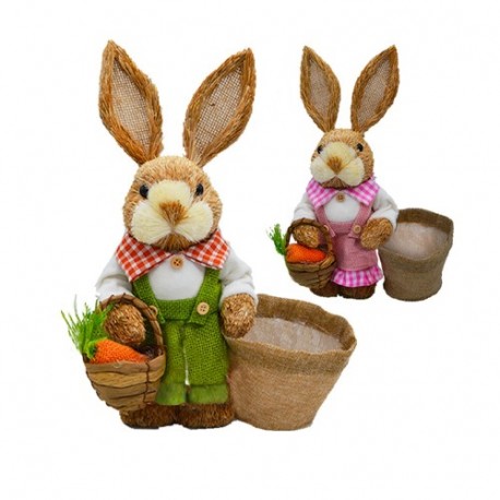 CONIGLIO PAGLIA C/VESTITO IUTA COL.E SAC