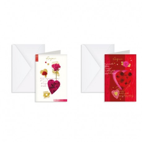 BIGLIETTO AMORE CUORI E ROSE