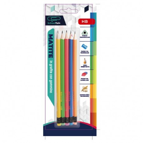 MATITE CON GOMMA HB IN BLISTER 5PZ. -