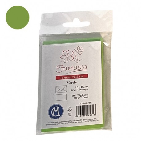 BIGLIETTI+BUSTE 10/10 7X11 VERDE P. -