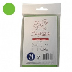 BIGLIETTI+BUSTE 10/10 9X14 VERDE P. BL.