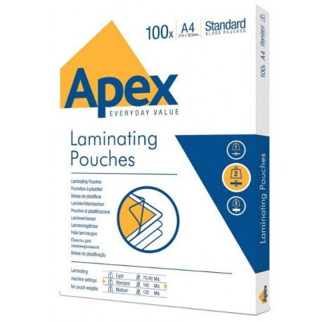 POUCHES APEX FELLOWES 100MY A4 100PZ