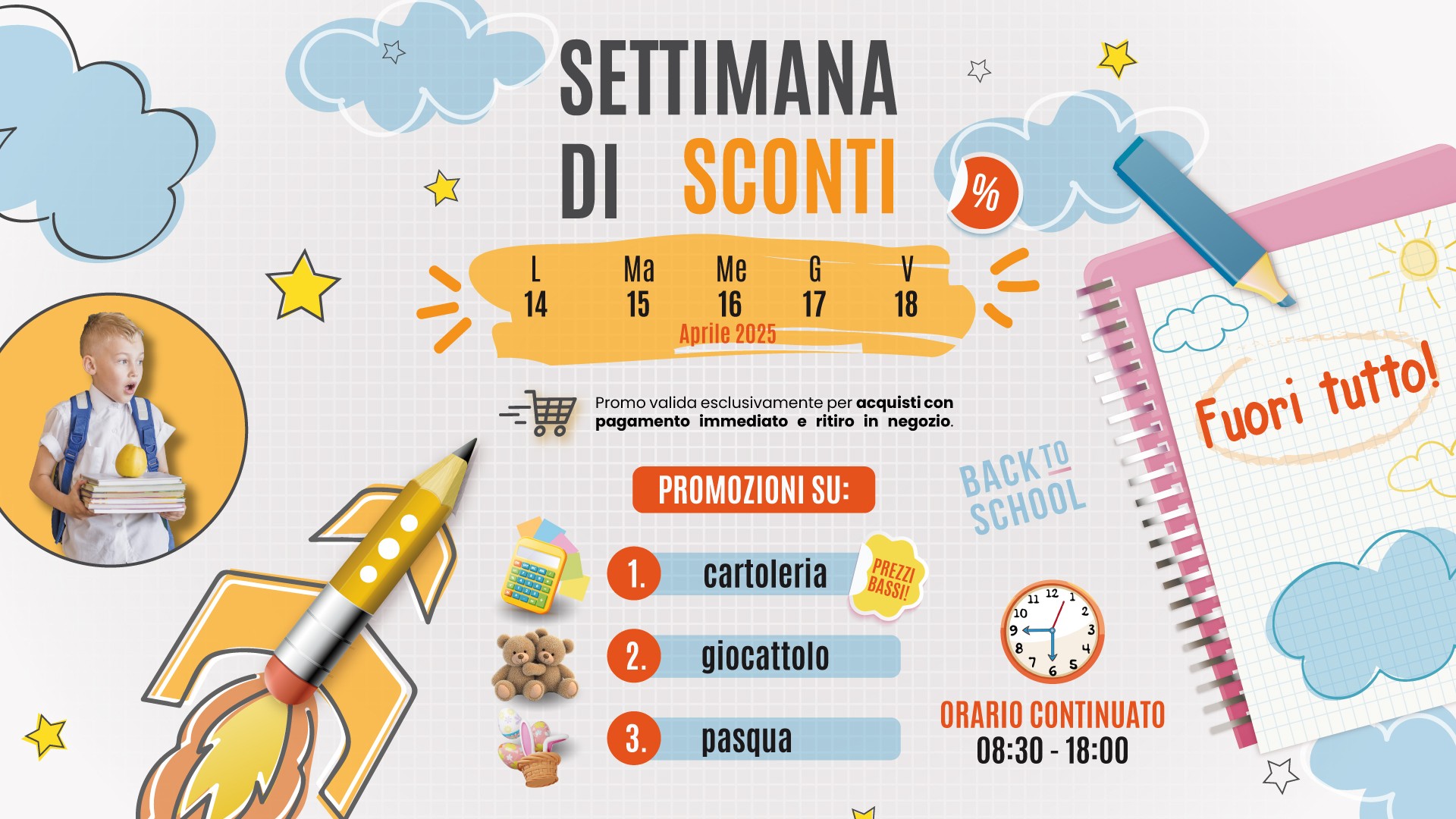 APERTURA STRAORDINARIA - DOMENICA 23 FEBBRAIO 2025 -  CARTOLERIA - GIOCO - PASQUA - BACK TO SCHOOL - UFFICIO